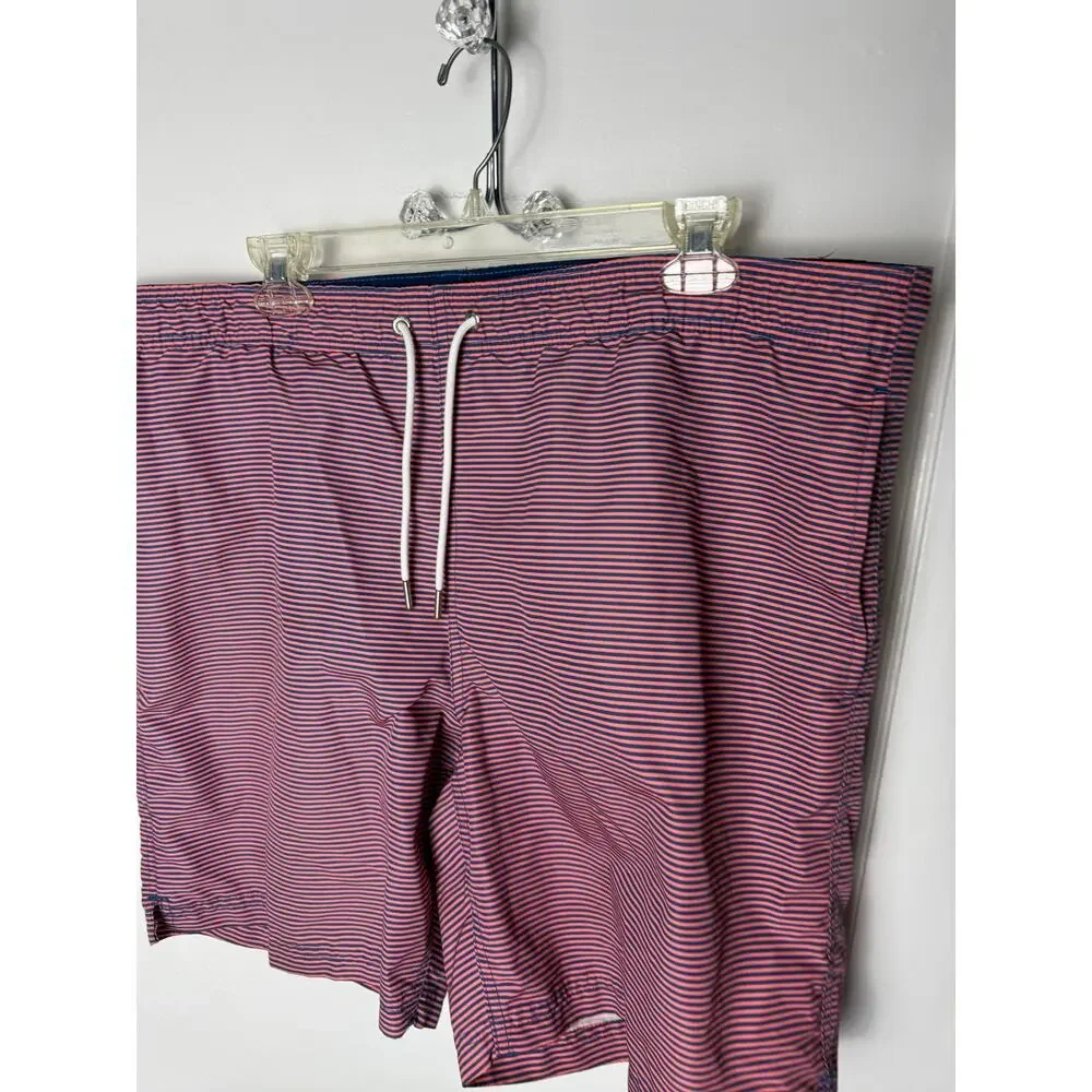 Lands' End Swim Trunks Shorts Men's Large Pink Blue Vacation Summer Resort